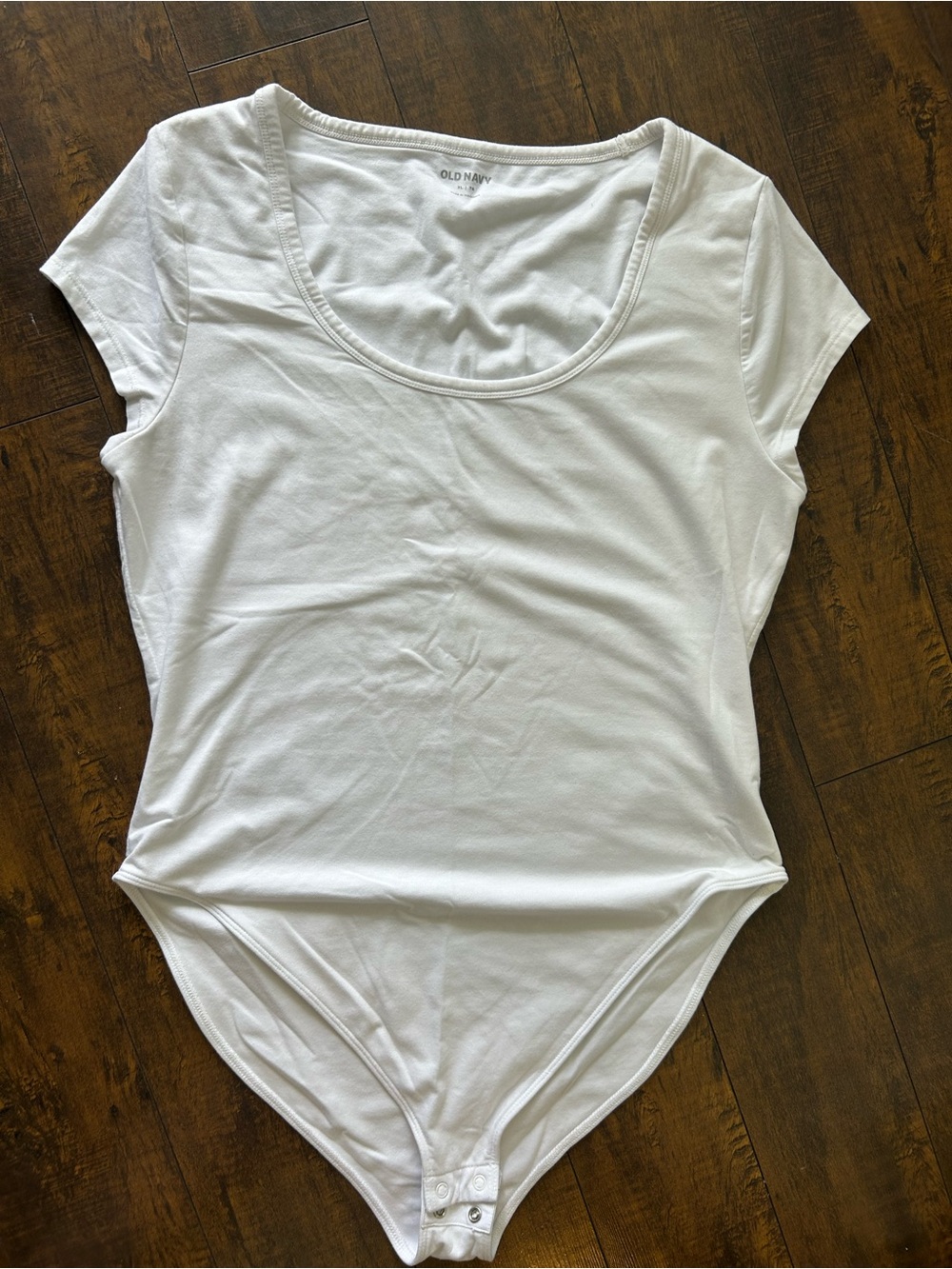 Old Navy White Scoop Neck Short Sleeve Bodysuit